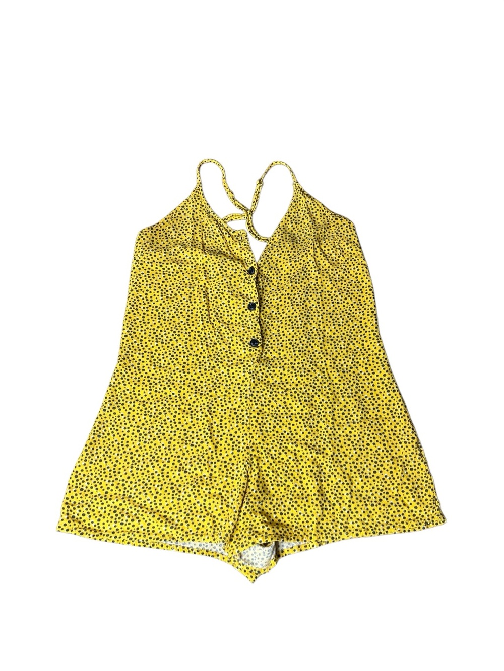 Hurley Yellow Polka Dot One-Piece Romper Small